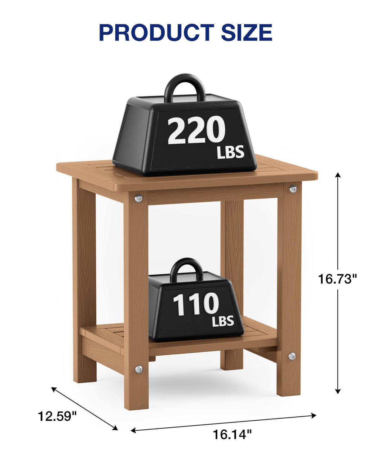 Outdoor Side Table Set of 2 Weather Resistant 2-Tier F50386