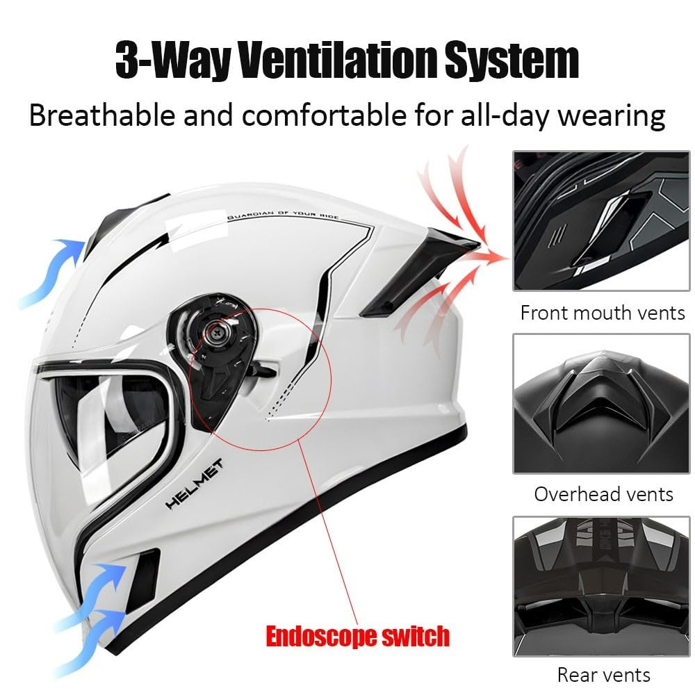 Bluetooth Full Face Modular Motorcycle Helmet DOT Approved with Sun Visor B6563