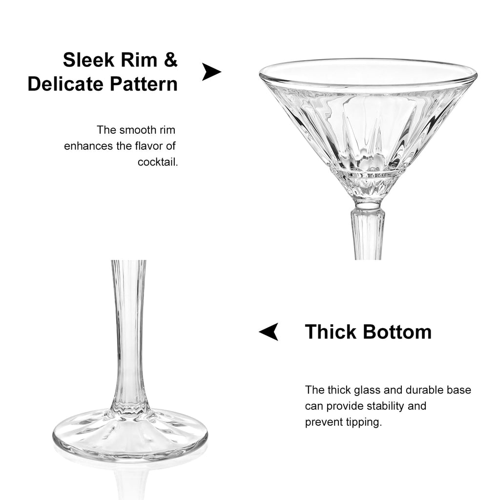 Set of 4 6oz Crystal Stemmed Martini Glasses I941