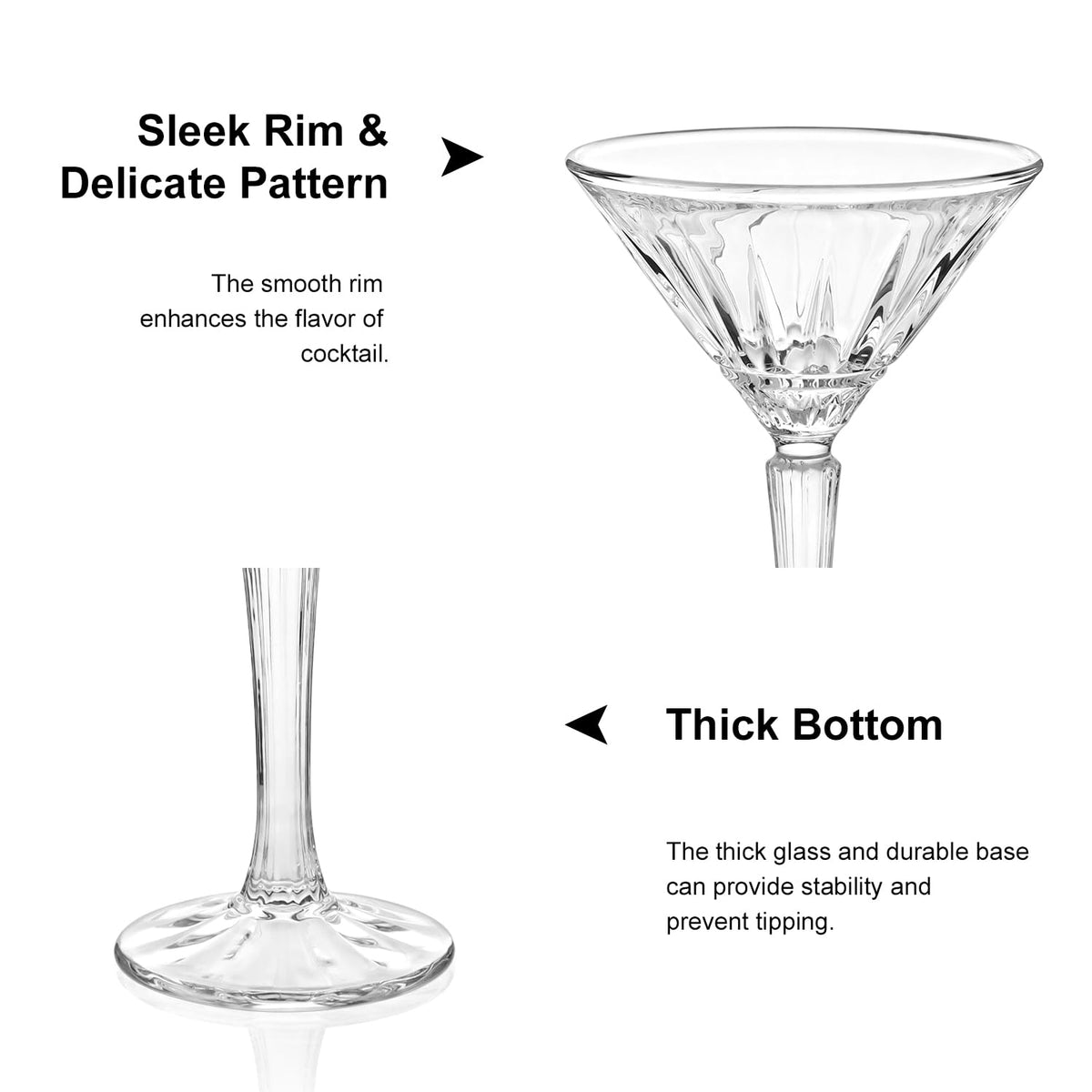 Set of 4 6oz Crystal Stemmed Martini Glasses I941