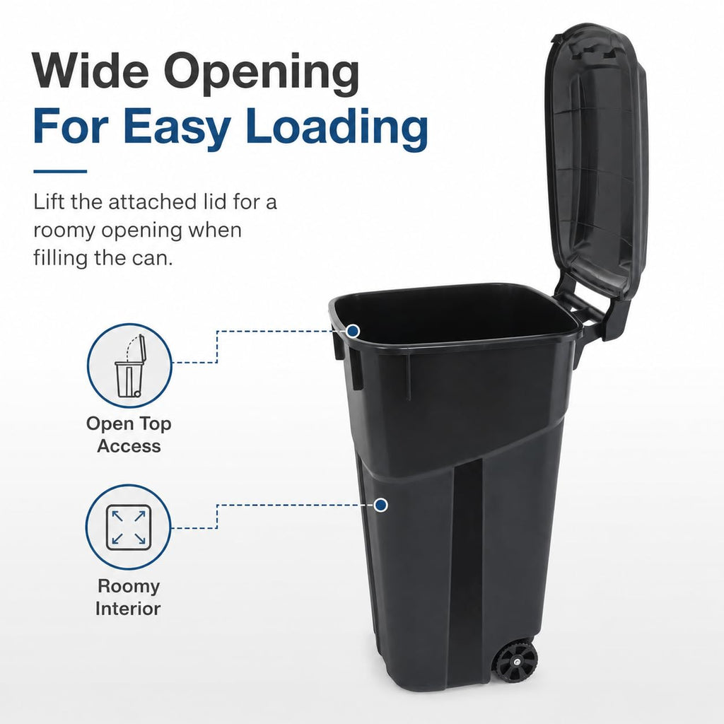 32-Gallon Heavy-Duty Wheeled Trash Can with Click-Lock Lid E156