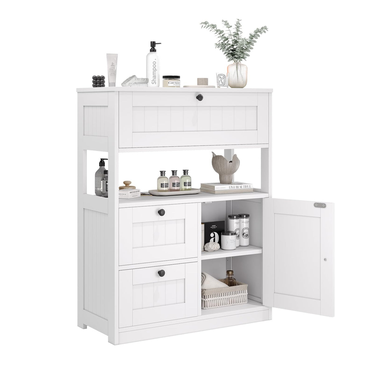 Bathroom Floor Storage Cabinet with 1 Door and 3 Drawers Z547127