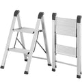 2 Step Aluminum Foldable Step Ladders 330lb Silver M551
