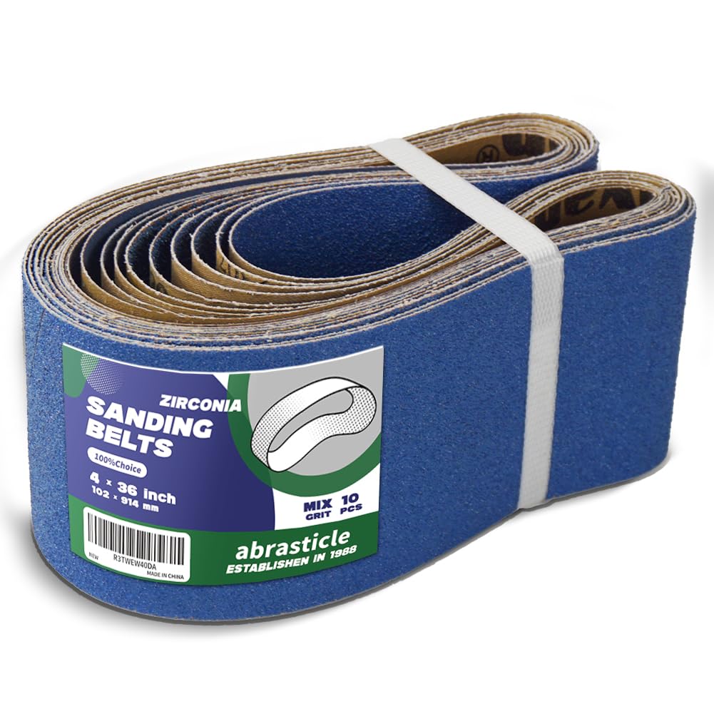4" x 36" Zirconia Sanding Belts, 10 PCS Assorted Grits P504856