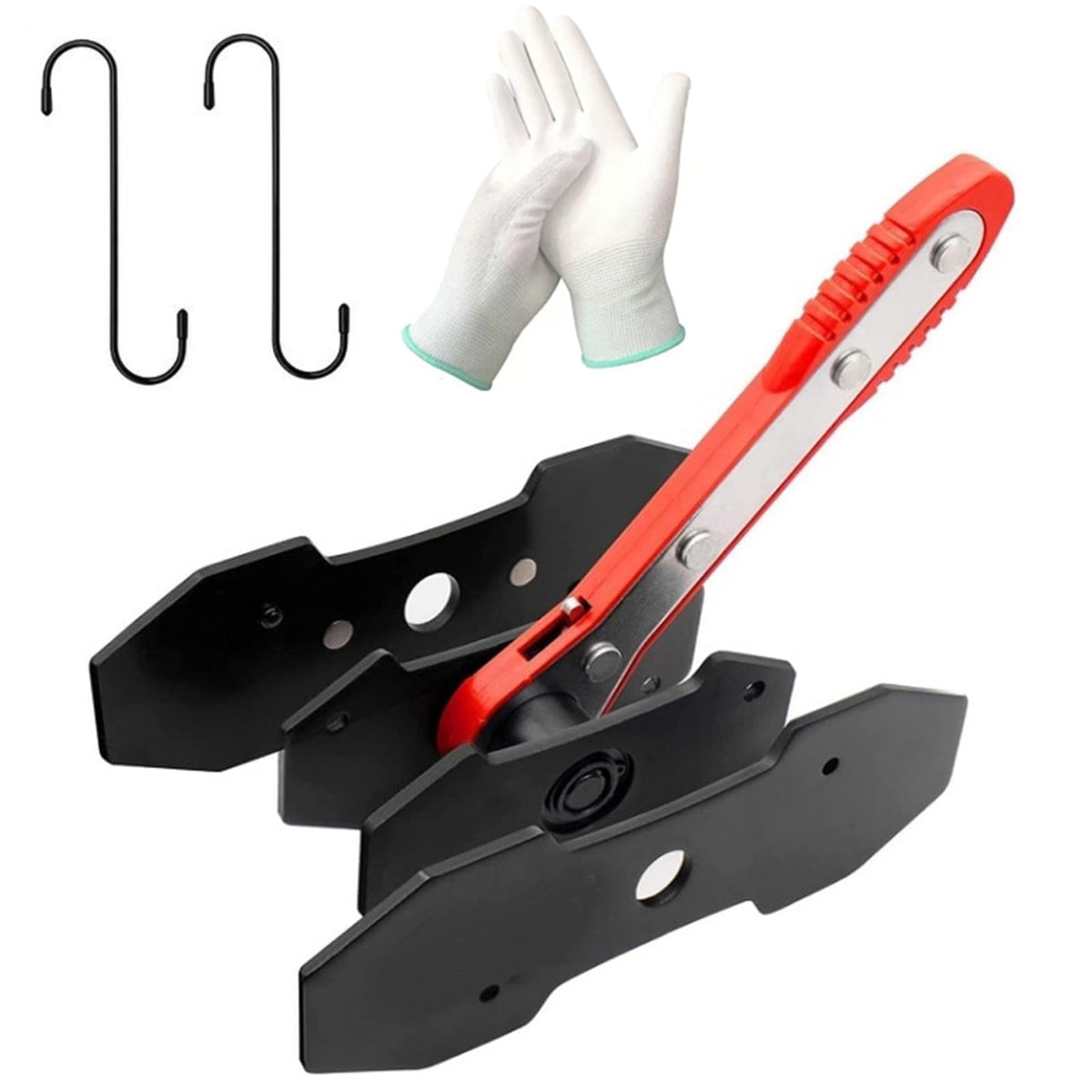 Brake Caliper Press Tool with 2 Caliper Hooks 2 Steel Plates and Gloves S2445