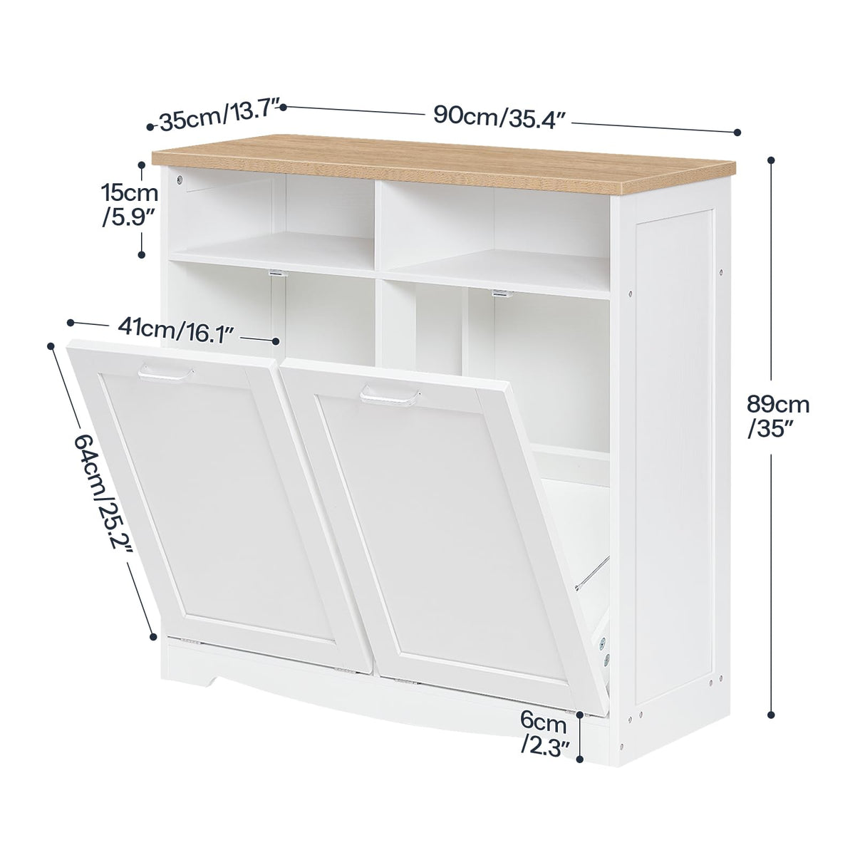 White Double Tilt Out Trash Can Cabinet S205538