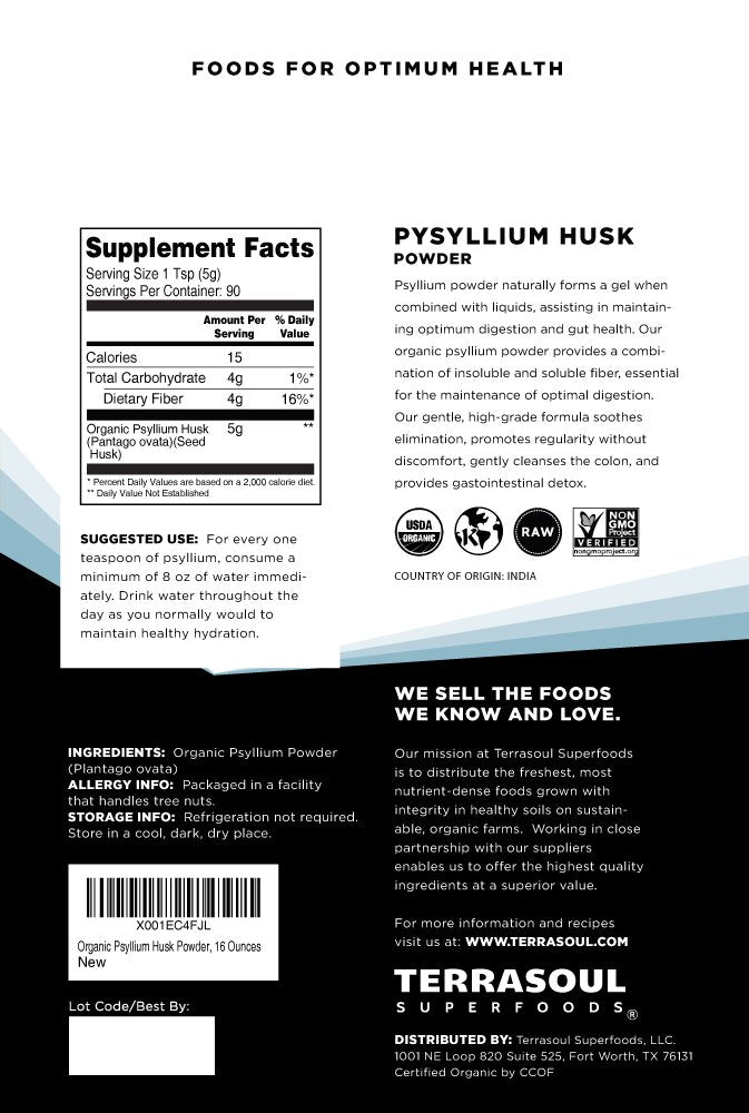 Organic Psyllium Husk Powder, 1 Lb W90811