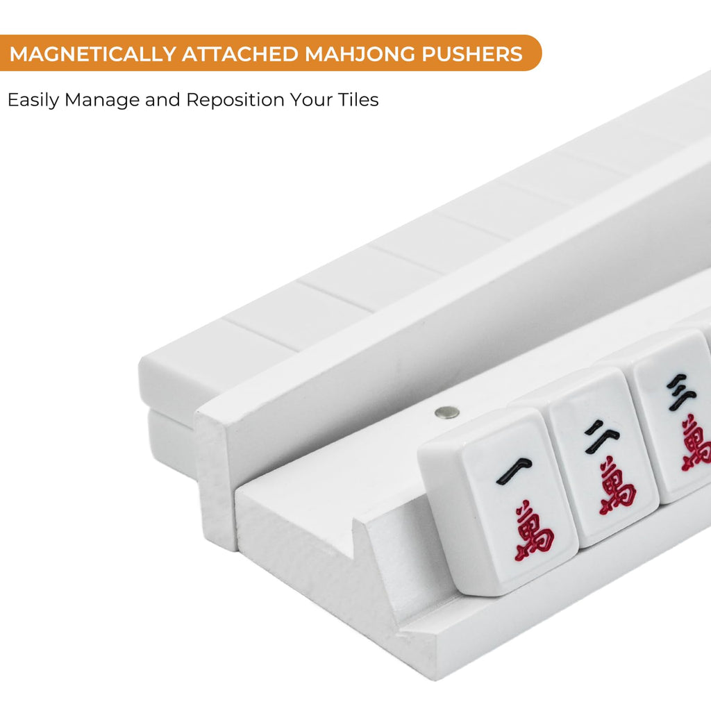 4PCS Wooden Mahjong Racks with Magnetic Pushers U23066