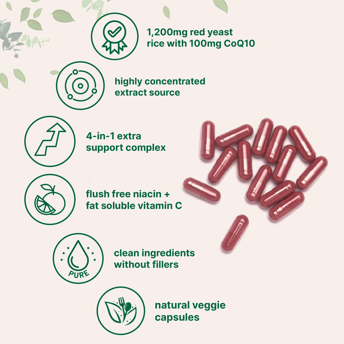 Red Yeast Rice with CoQ10 1200mg 240 Veggie Capsules V486