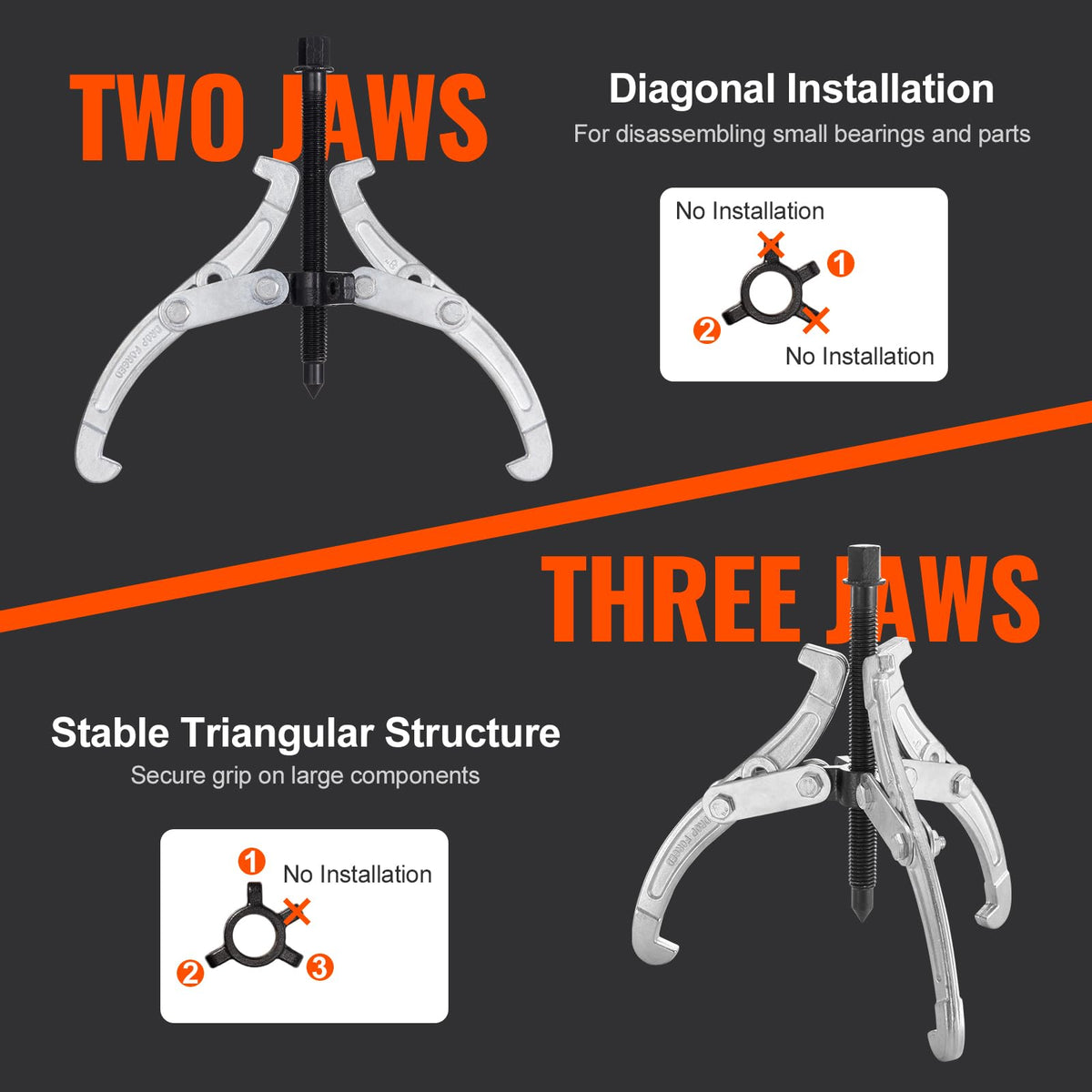 3" 4" 6" 8" 4-Piece Gear Puller Set Y7874