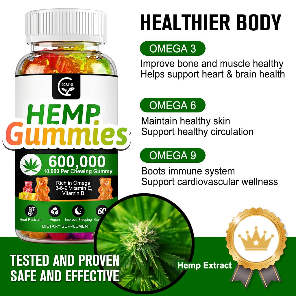 High Potency Hemp Gummies 600,000 Extra Strength Vegan Gluten-Free I211245