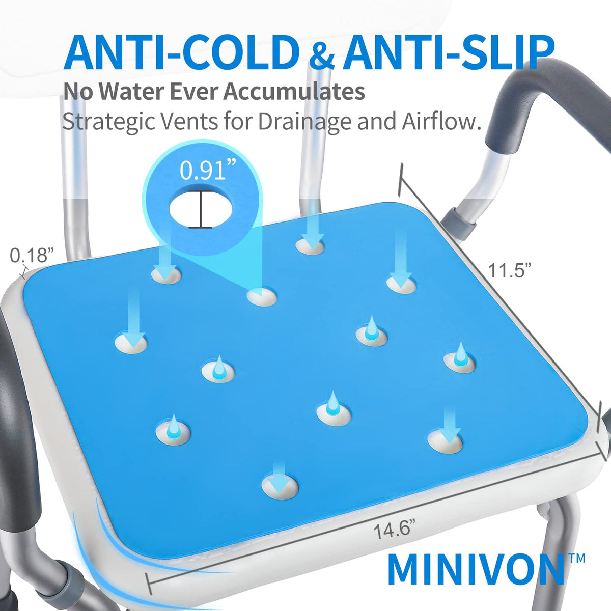 Waterproof Non Slip Soft Foam Shower Bench Cushion U9151