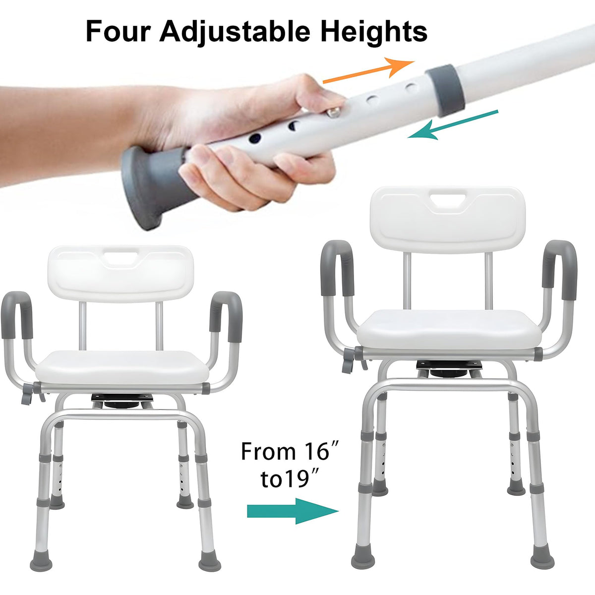 Swivel Shower Chair with Arms & Backrest A72406