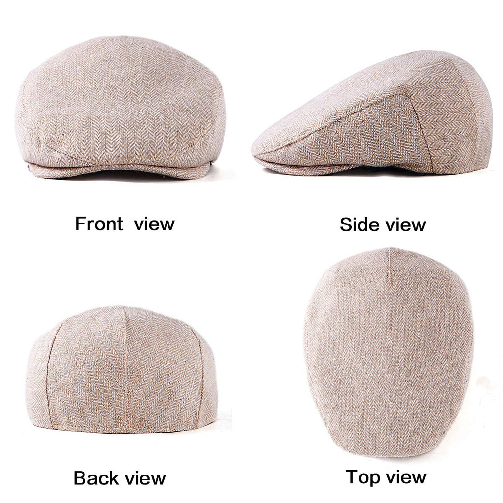 Wool Blend Tweed Herringbone Flat Cap W823