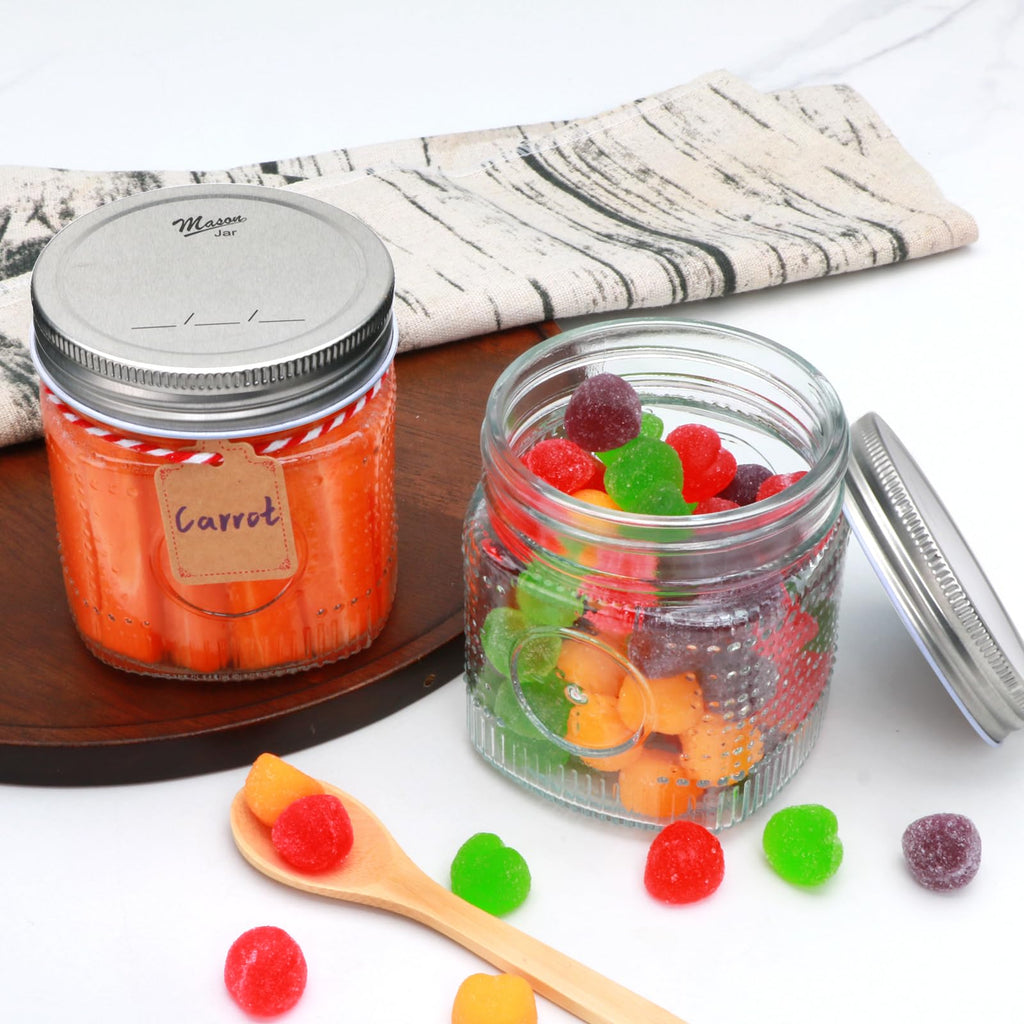 16 oz 12 Pack Wide Mouth Glass Jars with Lids H27217