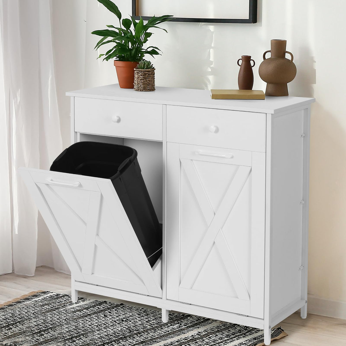 Double Tilt Out Trash Cabinet 20 Gal with Drawers V594