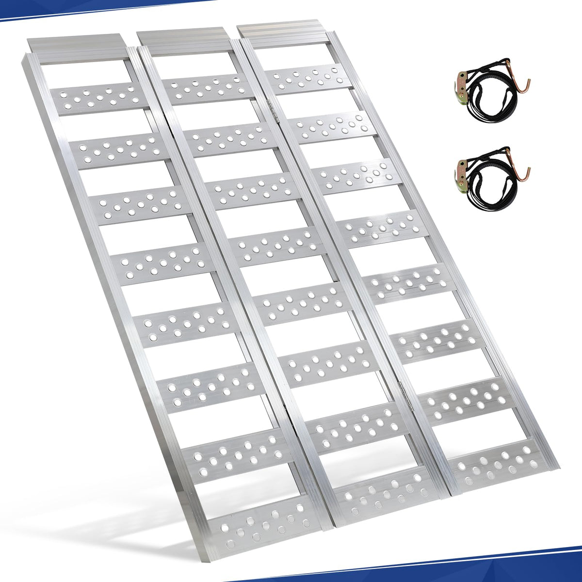 Full Width Aluminum Tri-Fold Loading Ramps with Treads V2766