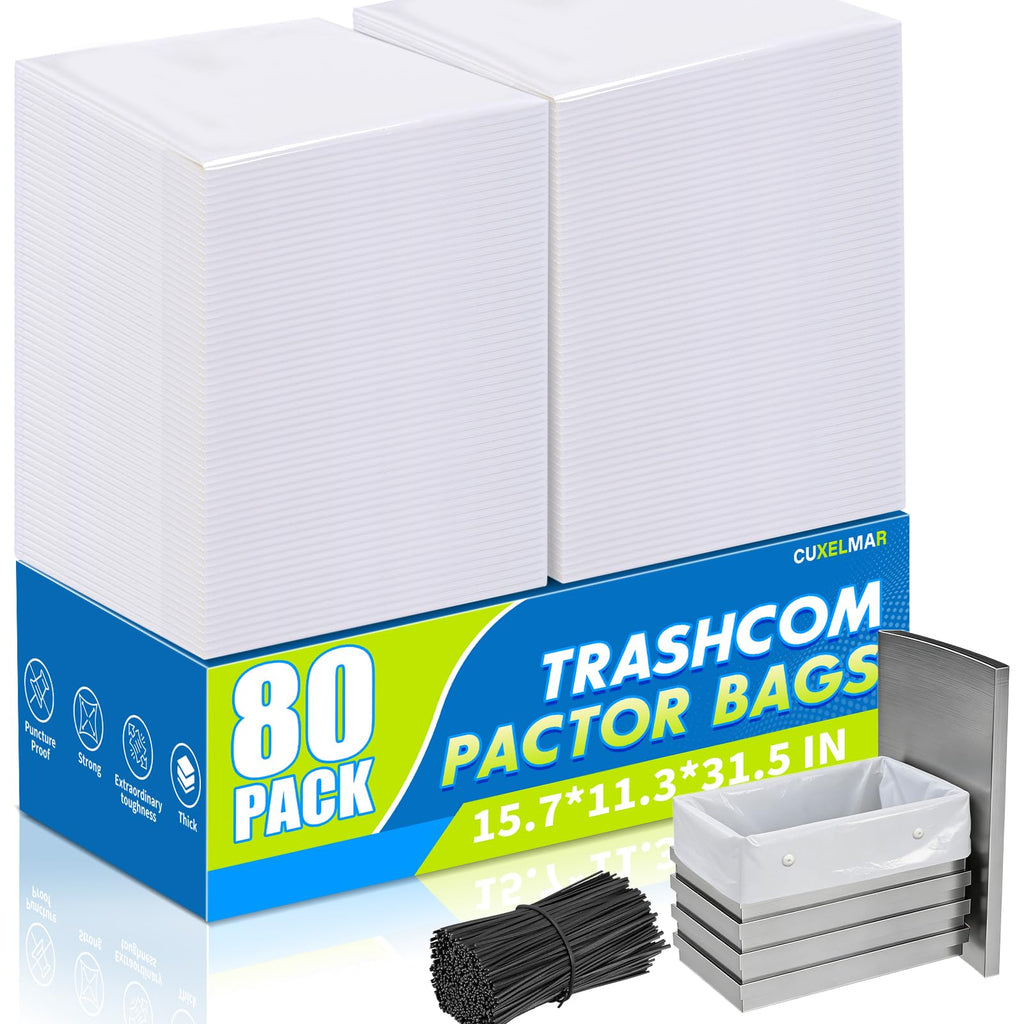 80-pack 2.6 mils White Trash Compactor Bags with Twist Ties B16214