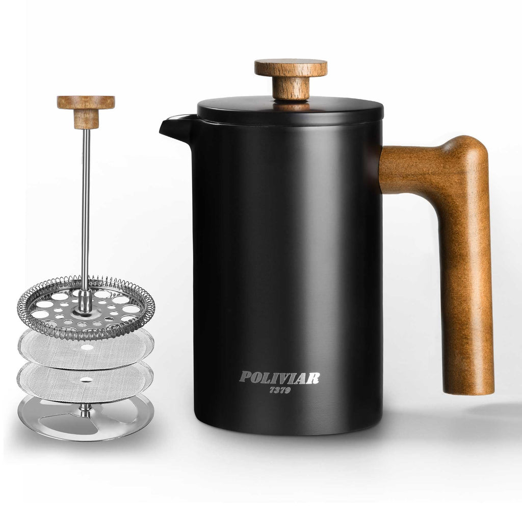 French Press Coffee Maker, 21oz, Black Q80545