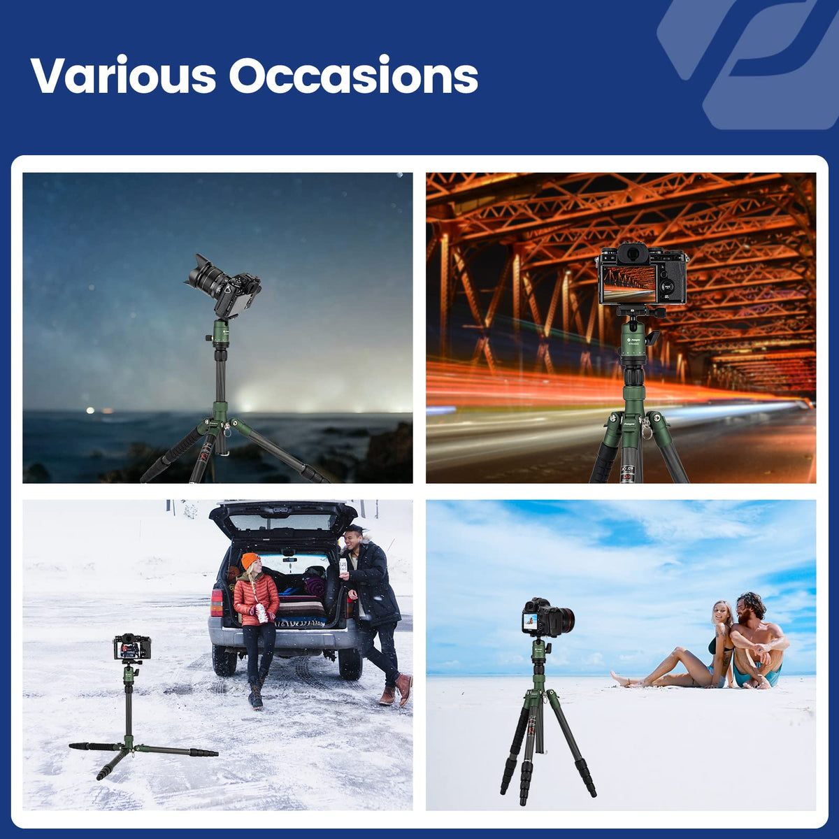 60" Carbon Fiber Camera Tripod with Ball Head and Monopod X814874