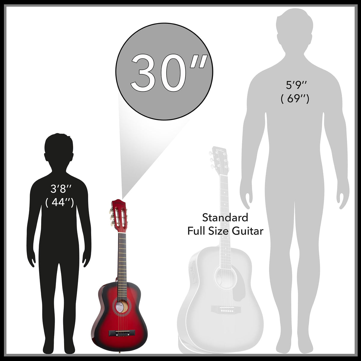 30-inch Kids Acoustic Guitar Beginner Kit with Gig Bag B269757