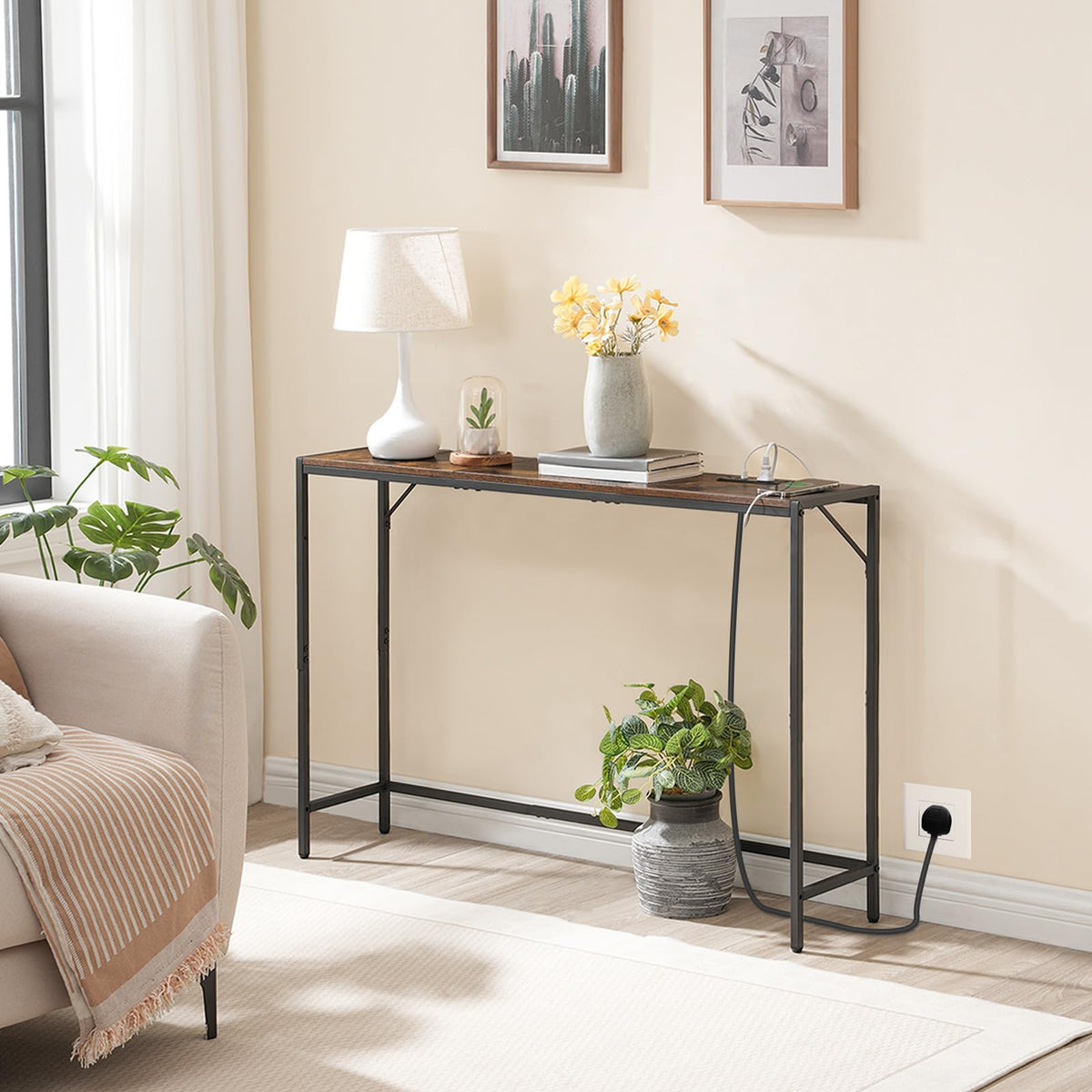 Narrow Sofa Table with Power Station Y20900