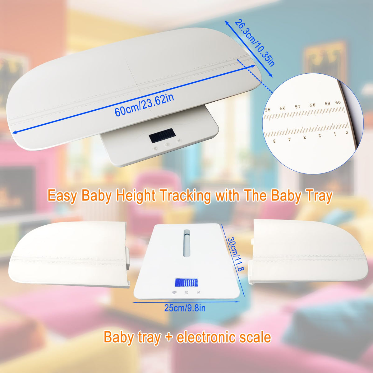 Baby Scale with Measuring Tray, LCD, 3 Weighing Modes A9185