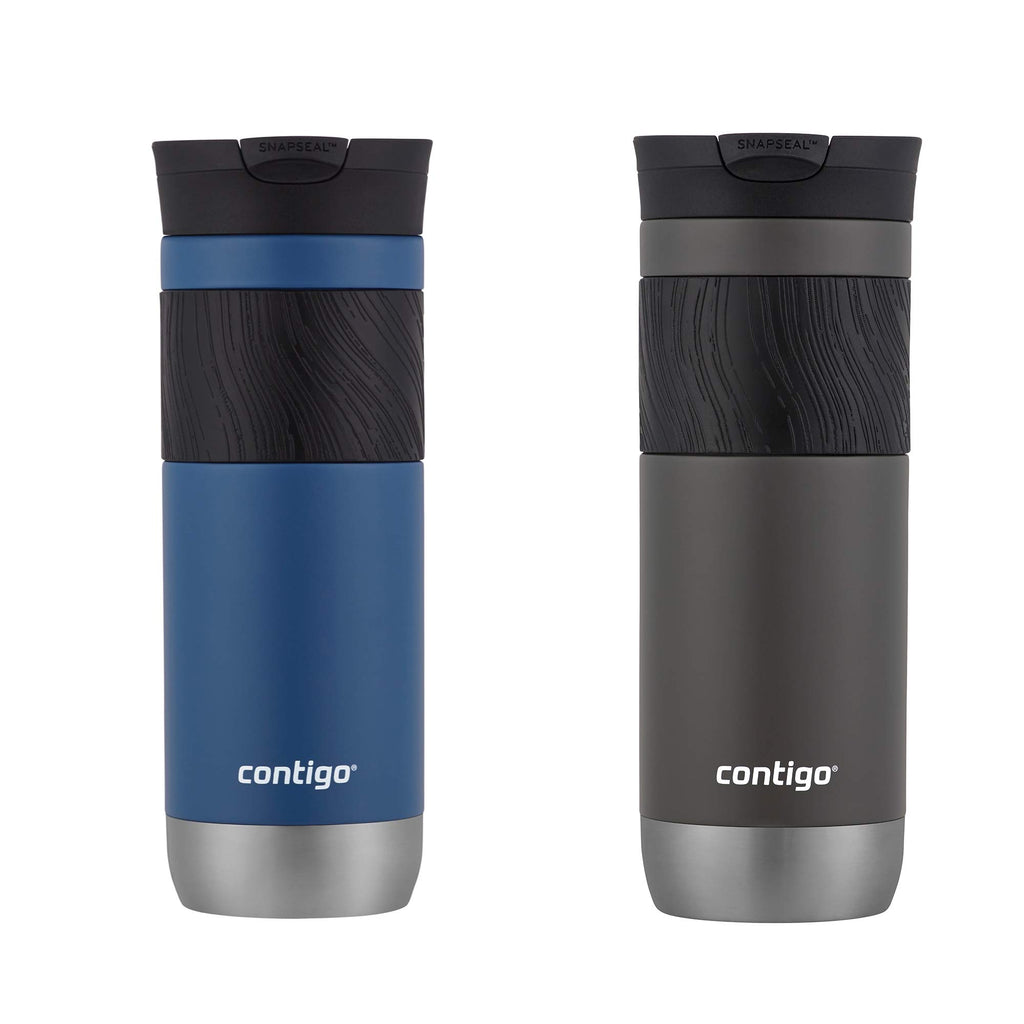 Vacuum-Insulated Stainless Steel Travel Mug 2-Pack & Stainless Steel Travel Mug with Handle and Leak-Proof Lid T36486