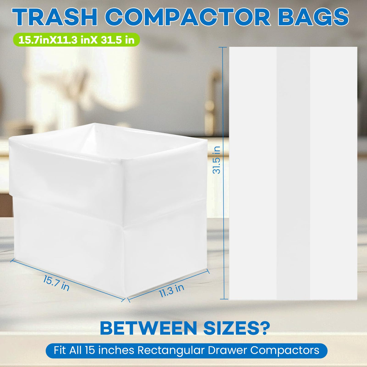 80-pack 2.6 mils White Trash Compactor Bags with Twist Ties B16214