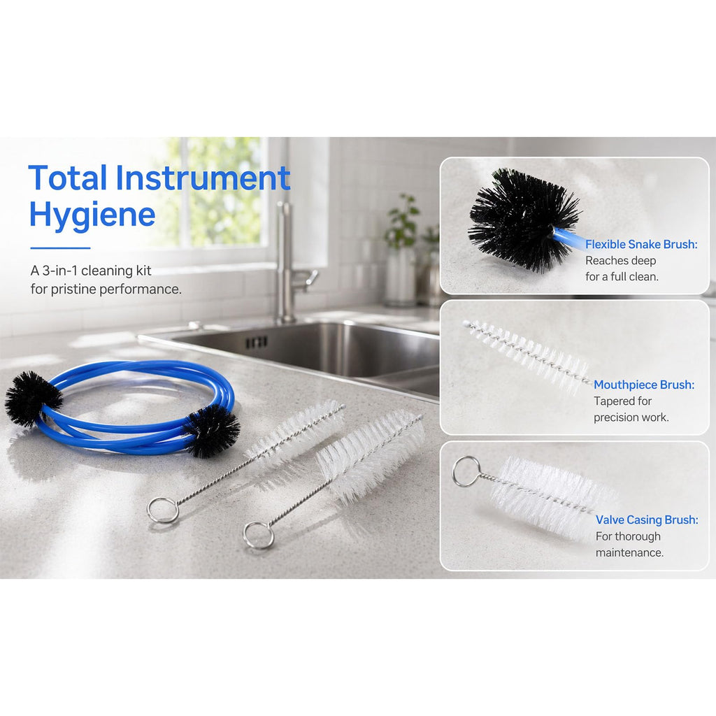 3-Piece Trumpet Cleaning Kit with Mouthpiece and Valve Brush Set B842