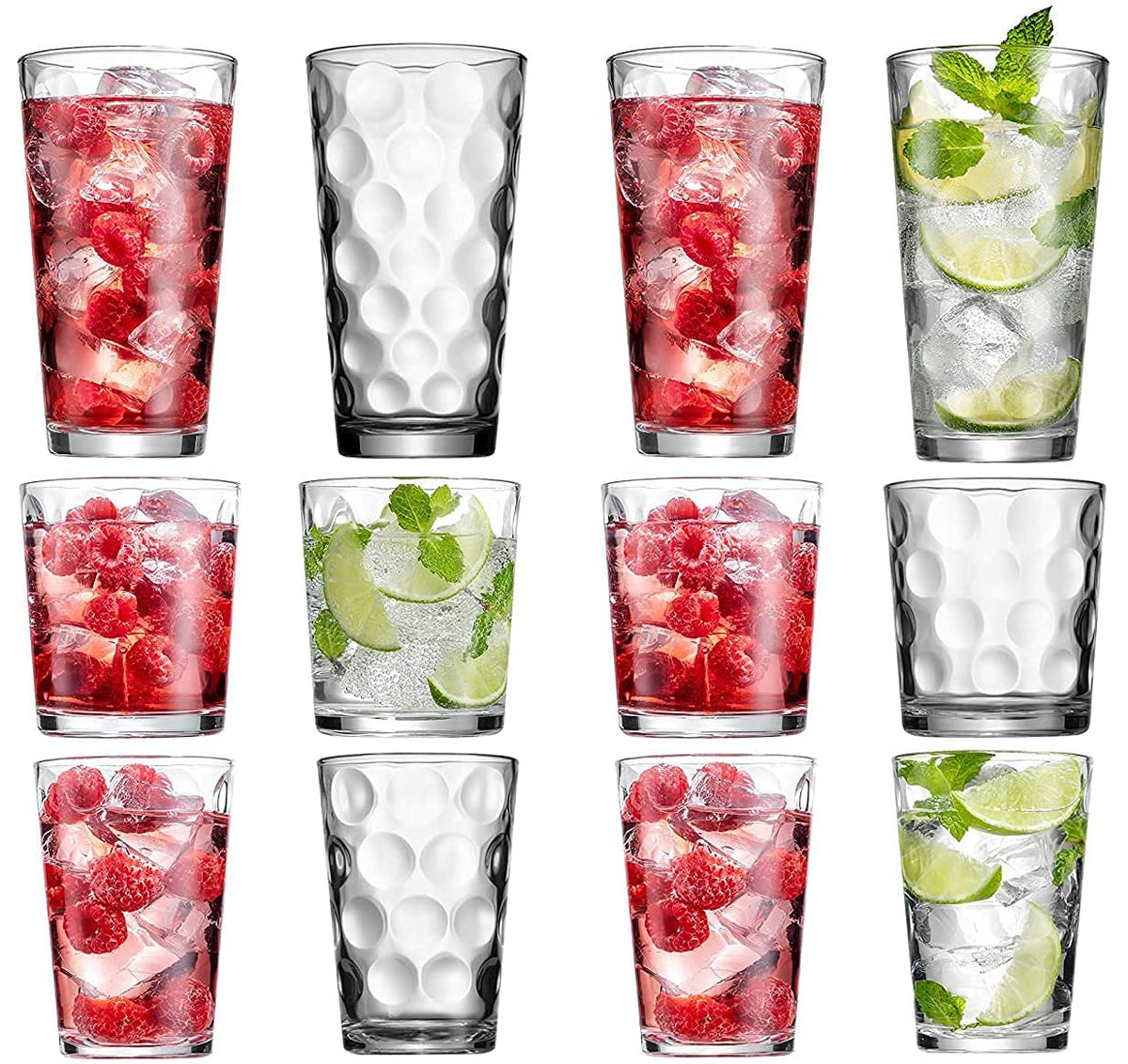 Set of 12 Stackable Drinking Glasses O412