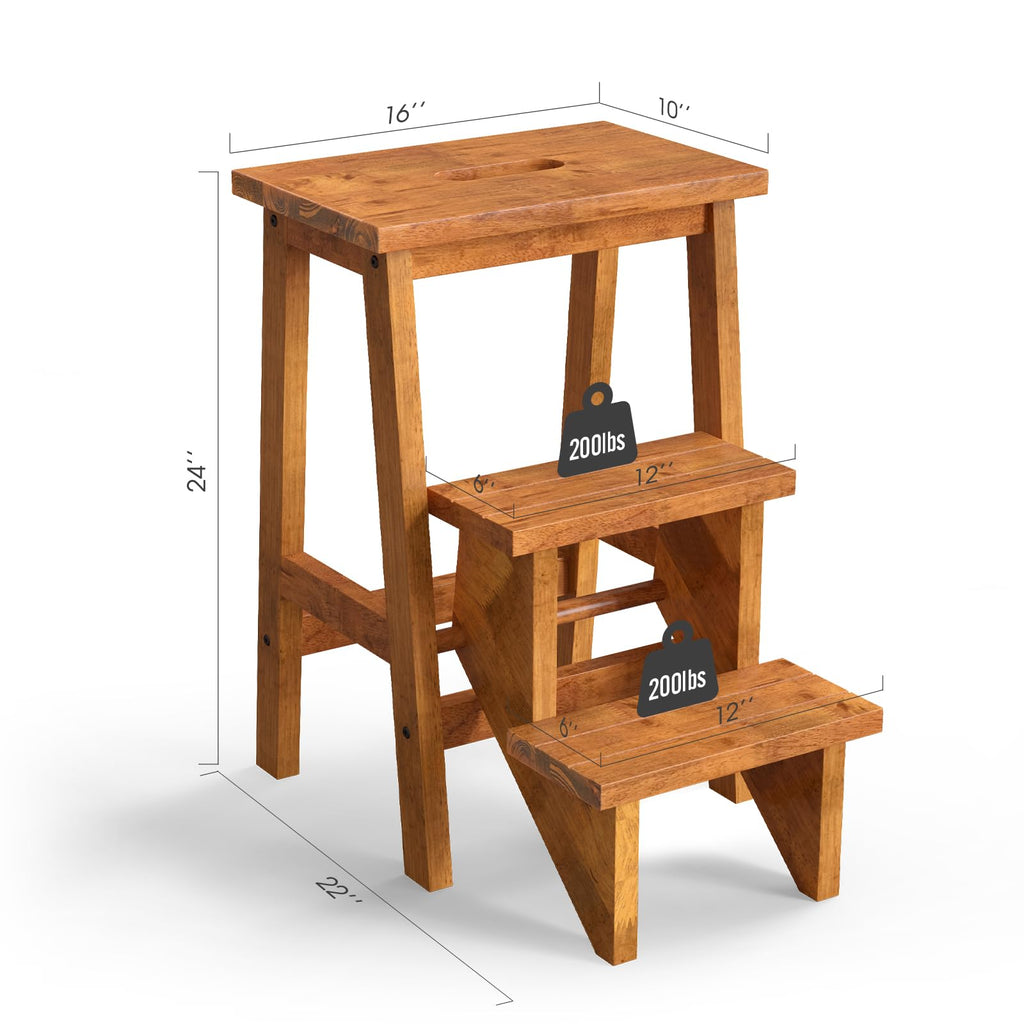 3 Tier Wood Step Ladder with Anti-Slip G7924