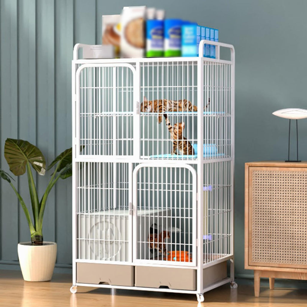 White 4 Tier Cat Cage with Litter Box S72366