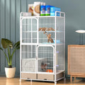 White 4 Tier Cat Cage with Litter Box S72366