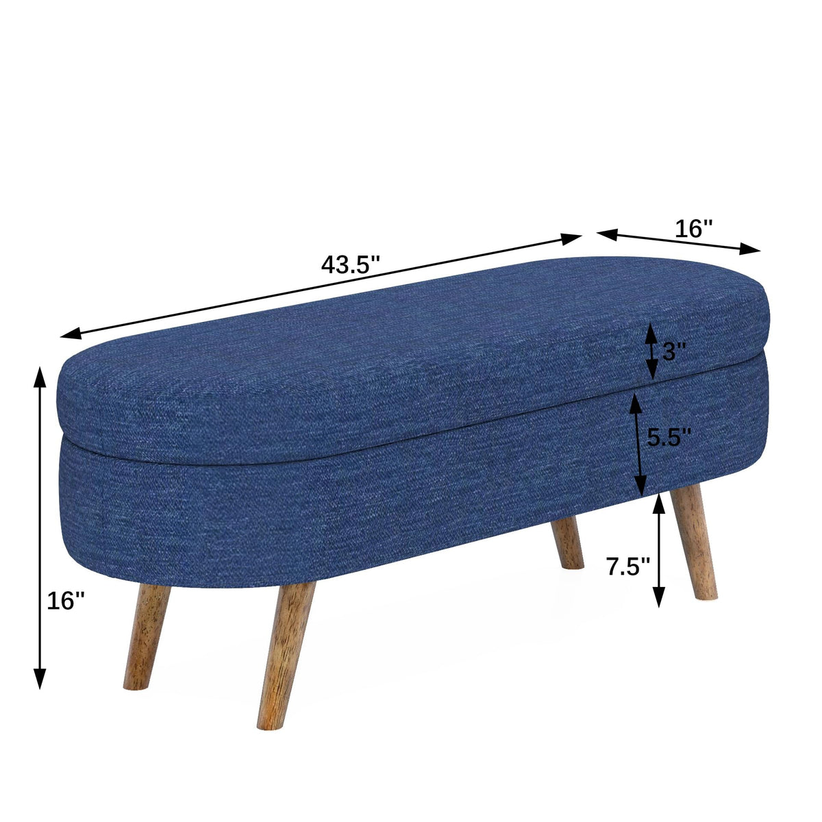 Oval Storage Bench with Rubber Wood Legs R888