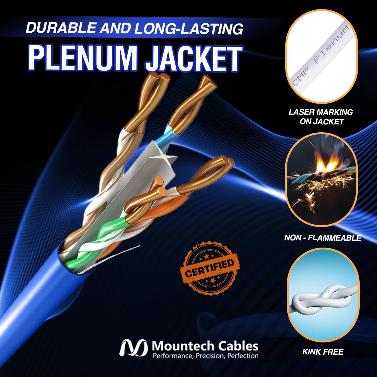 1000FT Blue Cat6 Plenum Ethernet Cable D78808