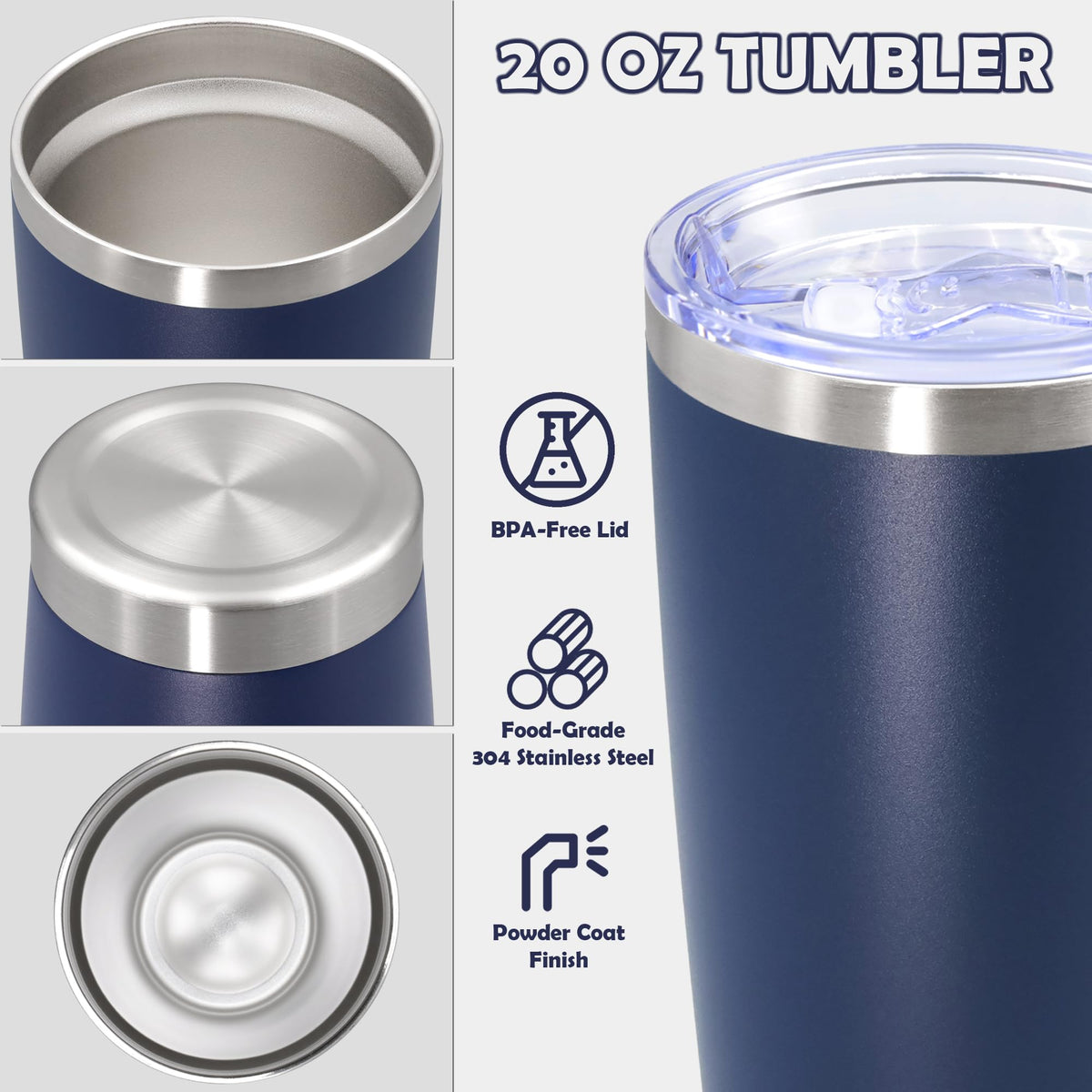20oz Stainless Steel Tumbler with Lid Navy Y8003