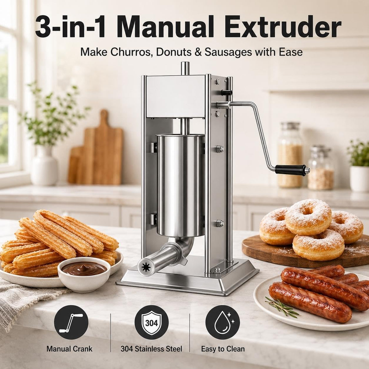 3L 304 Stainless Steel Sausage Stuffer & Churro Maker X701