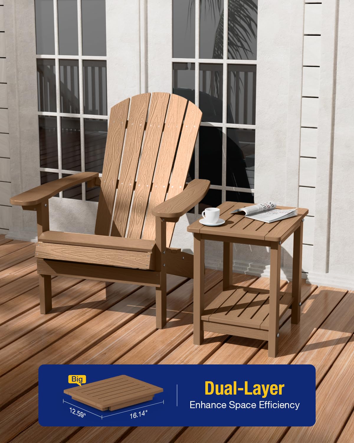 Outdoor Side Table Set of 2 Weather Resistant 2-Tier F50386