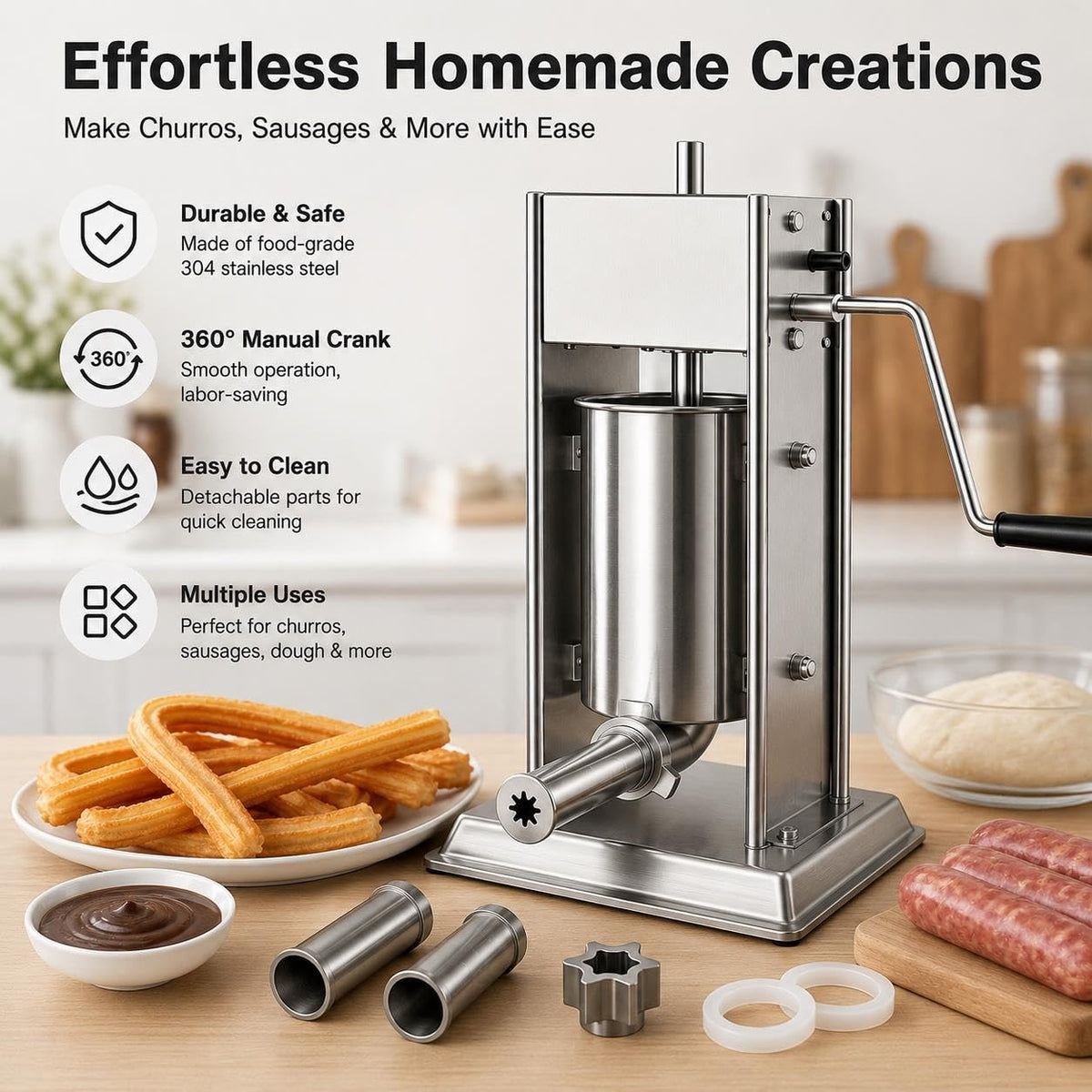 3L 304 Stainless Steel Sausage Stuffer & Churro Maker X701