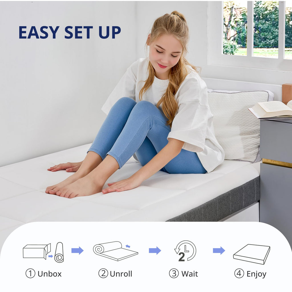 5 Inch Twin Cooling Gel Memory Foam Pillowtop Mattress D4212