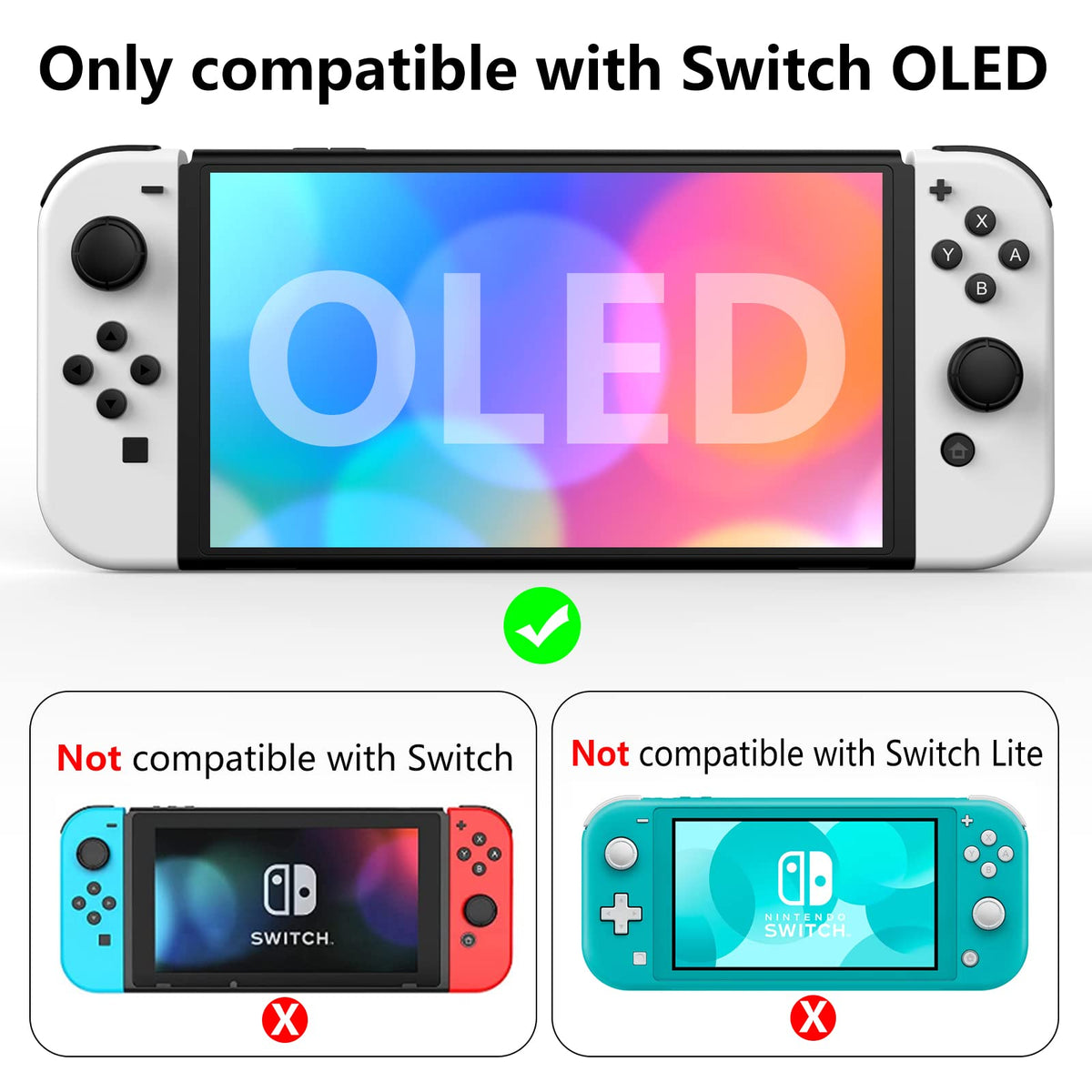Switch OLED Dockable Hard PC Case with Thumb Stick Caps O99147