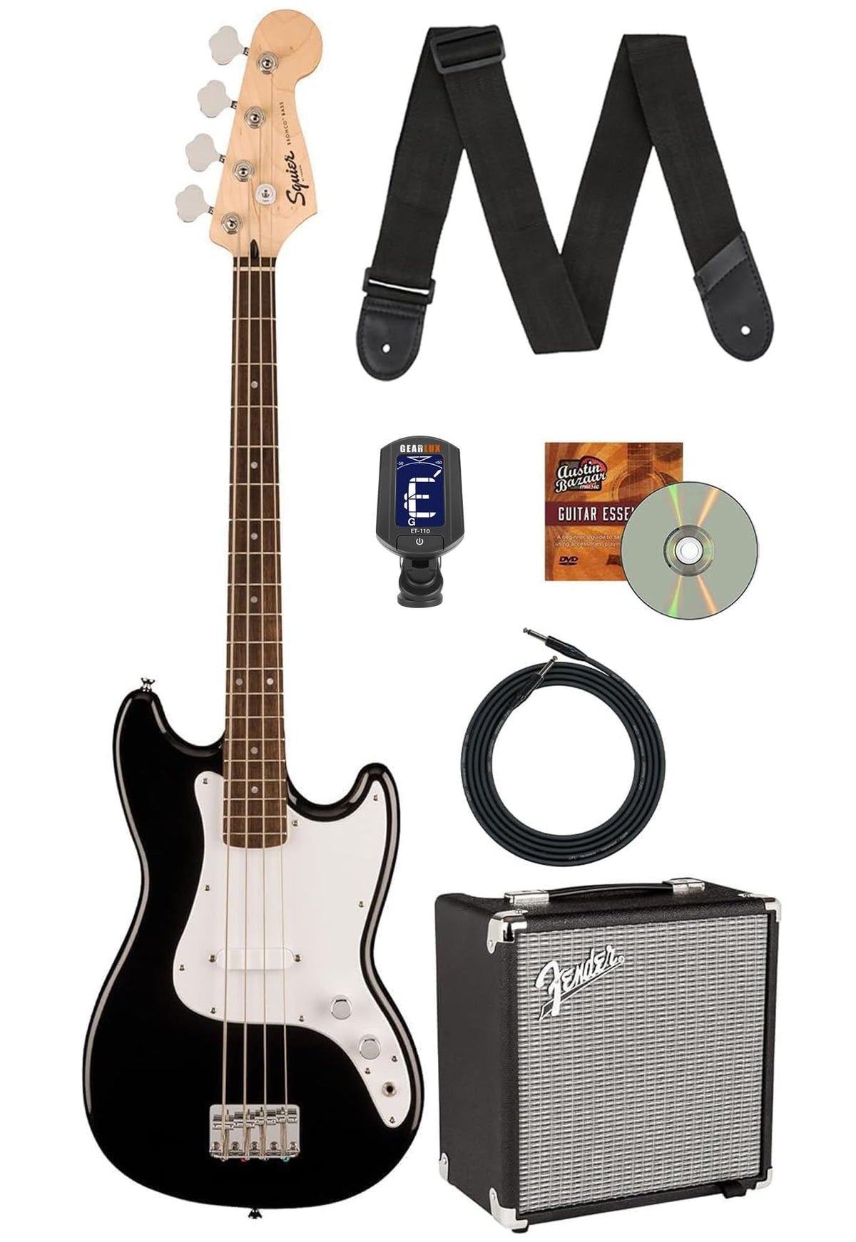 Black Bass Guitar with Amplifier and Cable R38996