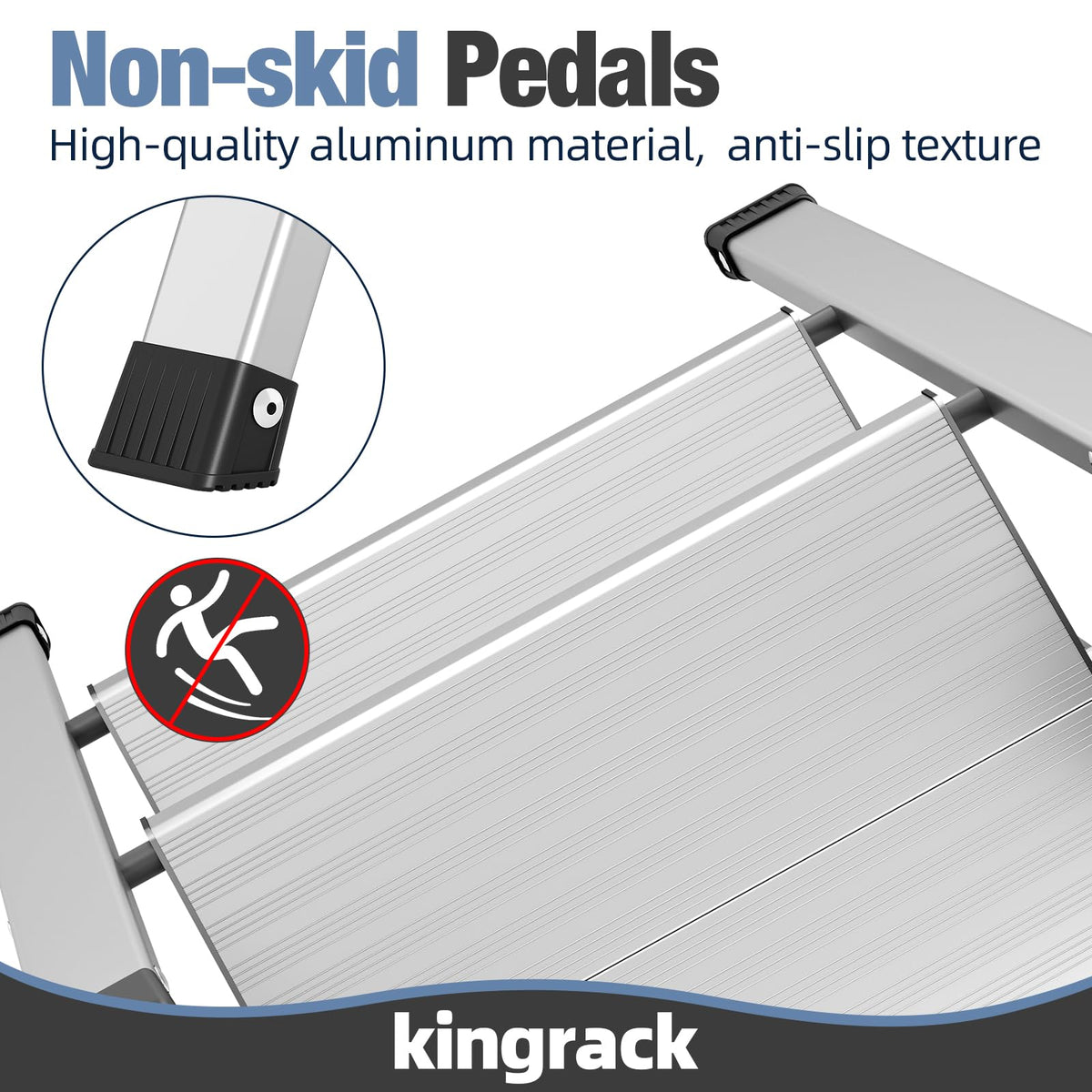 2 Step Aluminum Foldable Step Ladders 330lb Silver M551