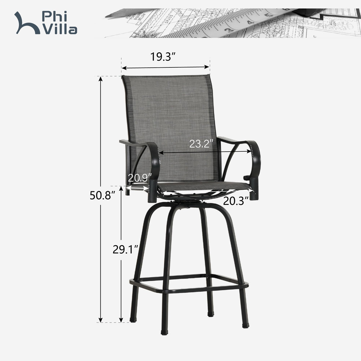 Set of 4 Swivel Outdoor Bar Stools S320635