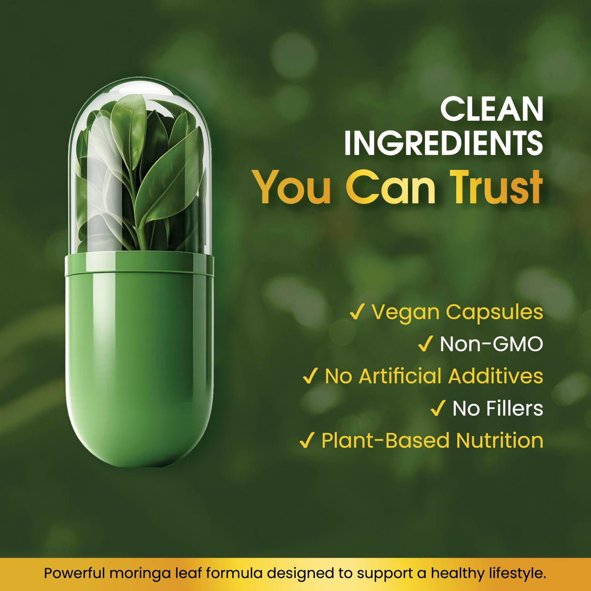 Organic Moringa Leaf 1000mg 60 Capsules V89712