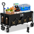 34" Extra Long Foldable Wagon with All-Terrain Wheels, 260 LBS Capacity Black M1170