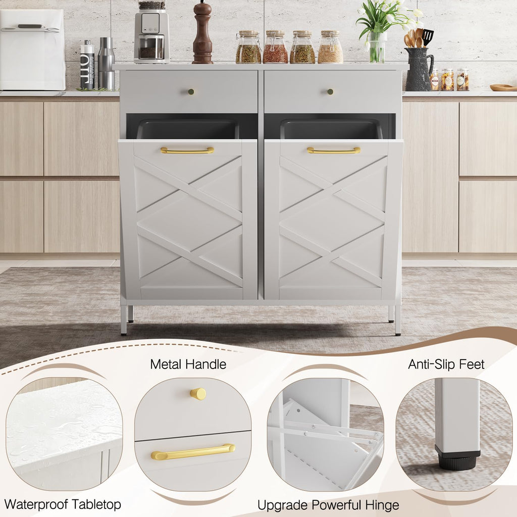 10 Gallon Metal Double Tilt Out Trash Can Cabinet N280
