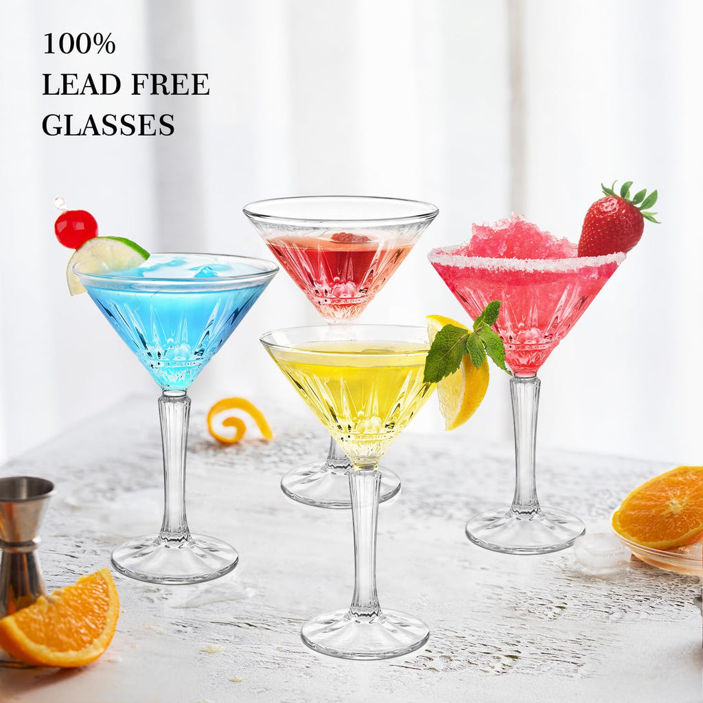 Set of 4 6oz Crystal Stemmed Martini Glasses I941