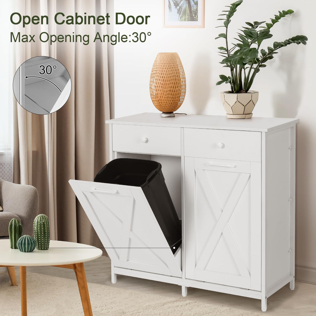 Double Tilt Out Trash Cabinet 20 Gal with Drawers V594